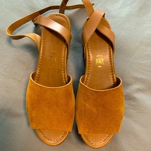 Seychelles brown suede ankle strap wedges